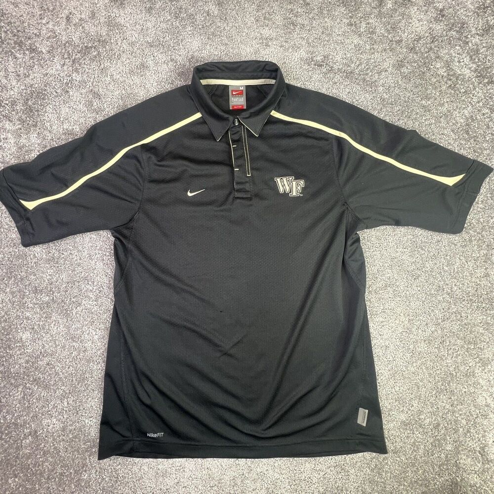 Wake Forest Demon Deacons Nike Shirt Mens Medium Black Authentic Casual Polo